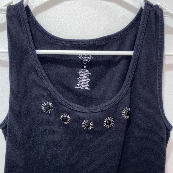 St. John’s Bay Embellished Tank Top, 100% Cotton, women’s medium - Picture 3 of 5